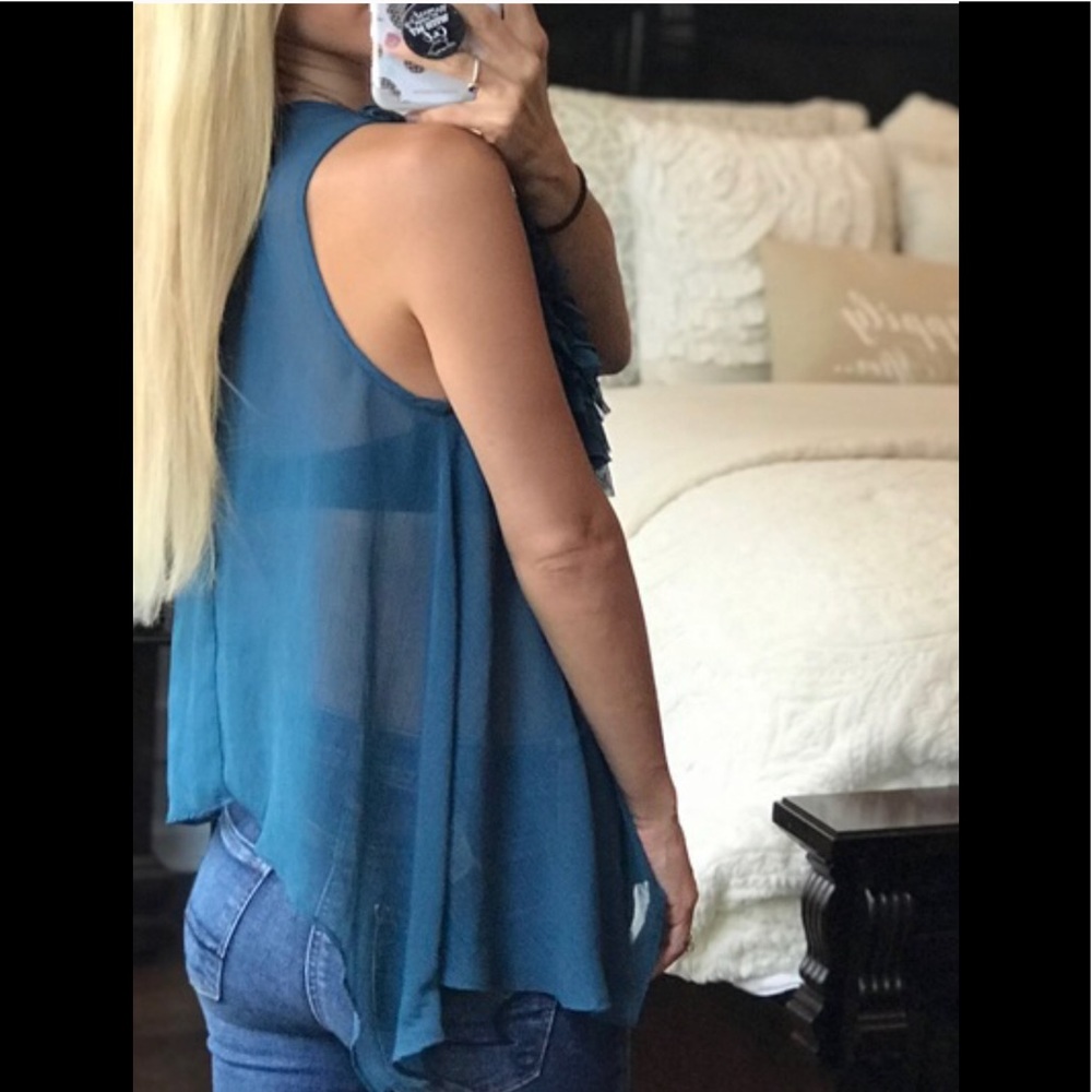 Steve Madden Sleeveless sheer shark bite top - Picture 6 of 7
